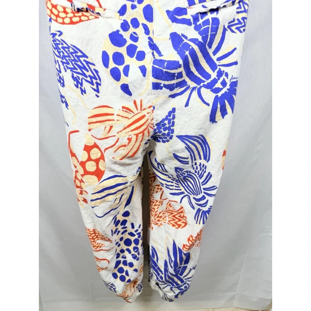 Farm Rio Mixed Lobsters Jumpsuit Womens L Halter Open Back Tropical Linen - Picture 11 of 16